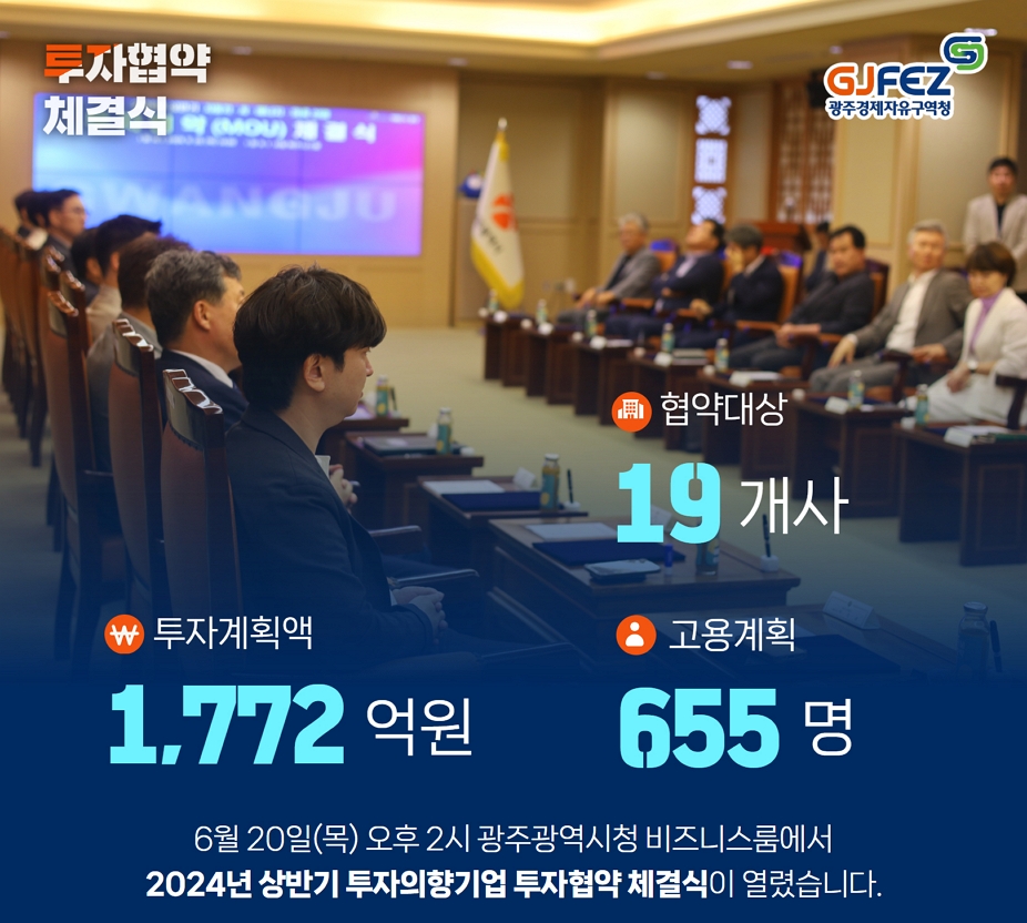 광주시, 21개 기업 2486억원 규모 투자협약2