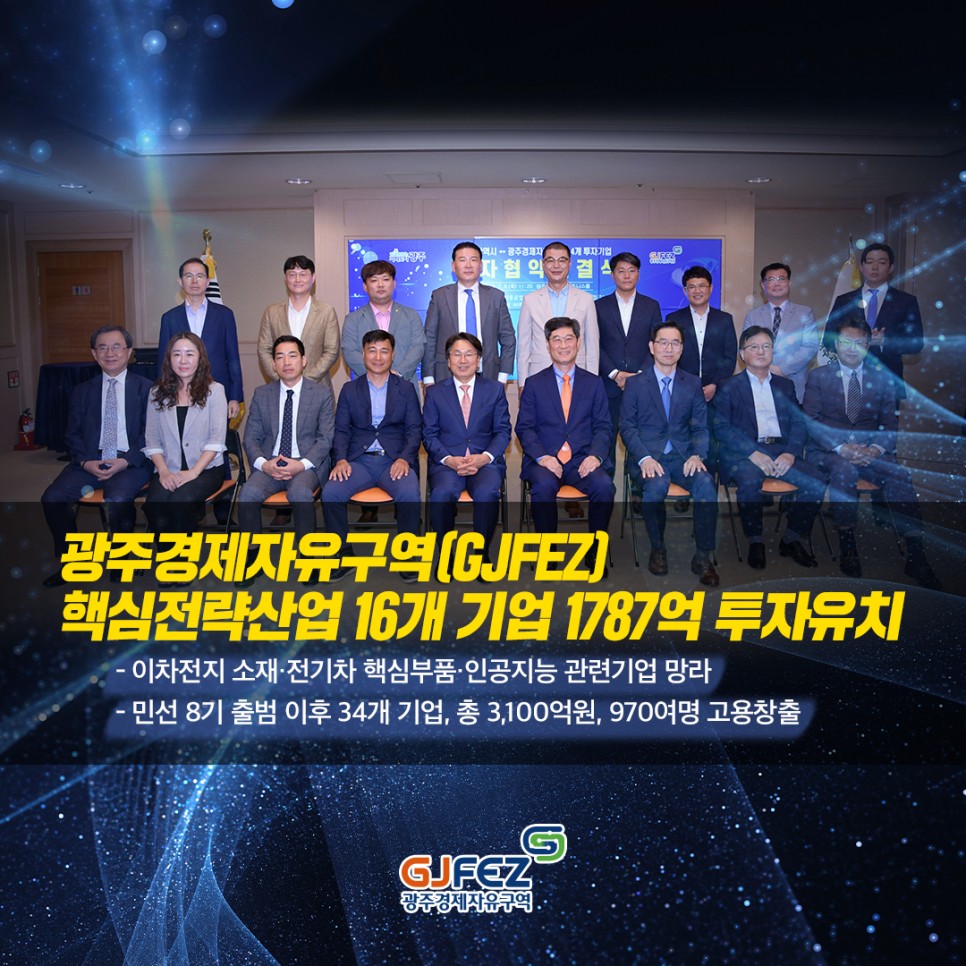 광주경제자유구역청, 광주광역시, 핵심전략산업 16개 기업 1787억 투자유치